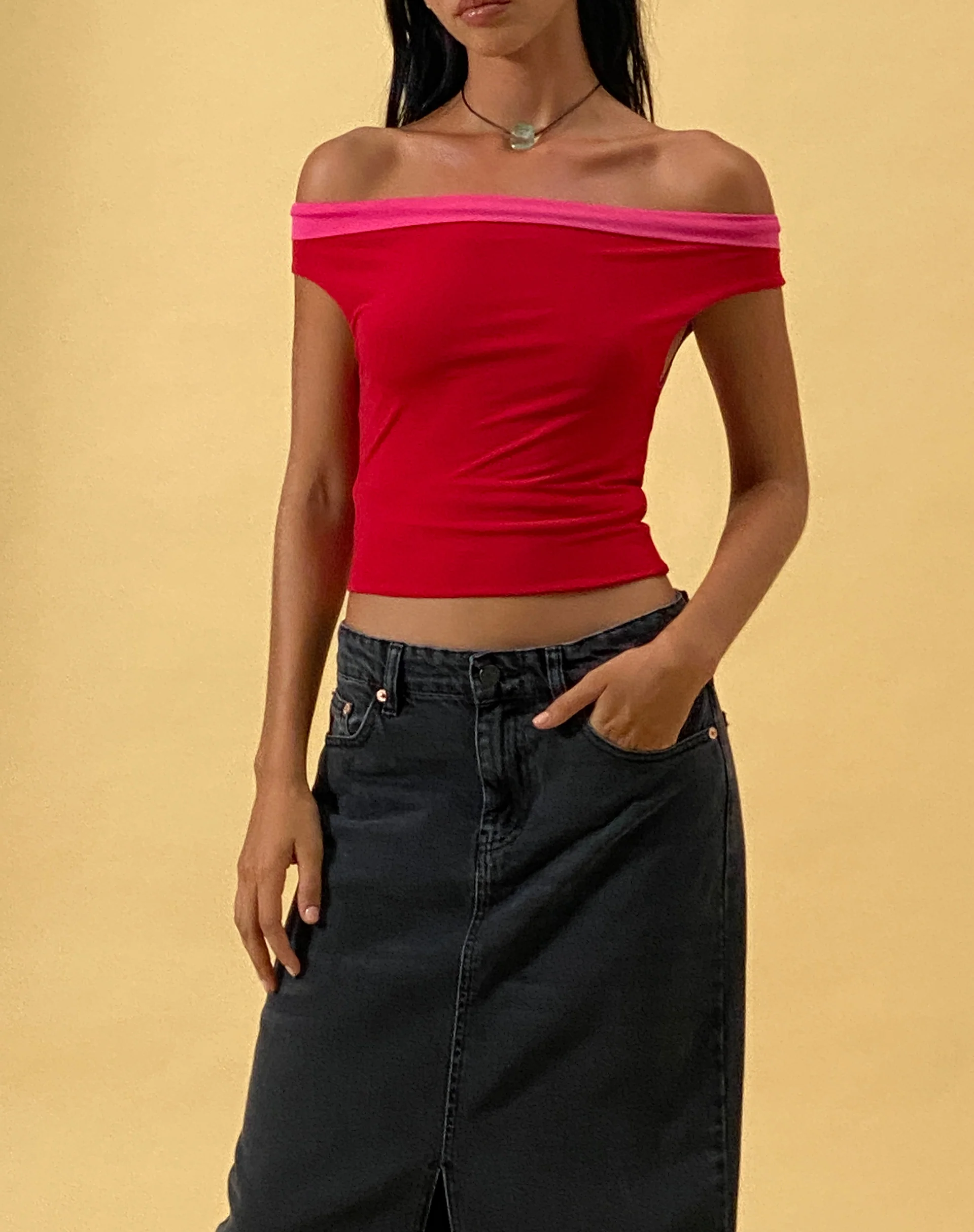 Halle Bardot Top in Red Pink - Image 4