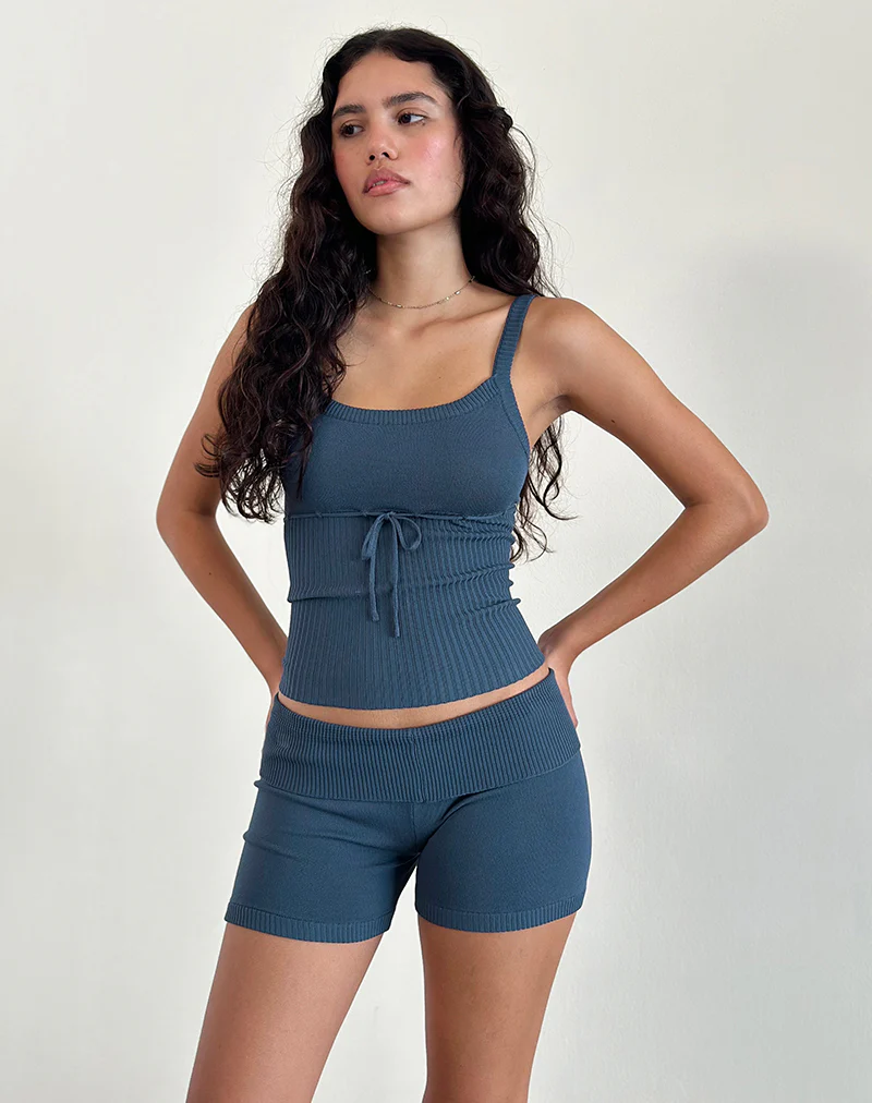 Hallie Knitted Hot Pants in Ocean Storm - Image 2