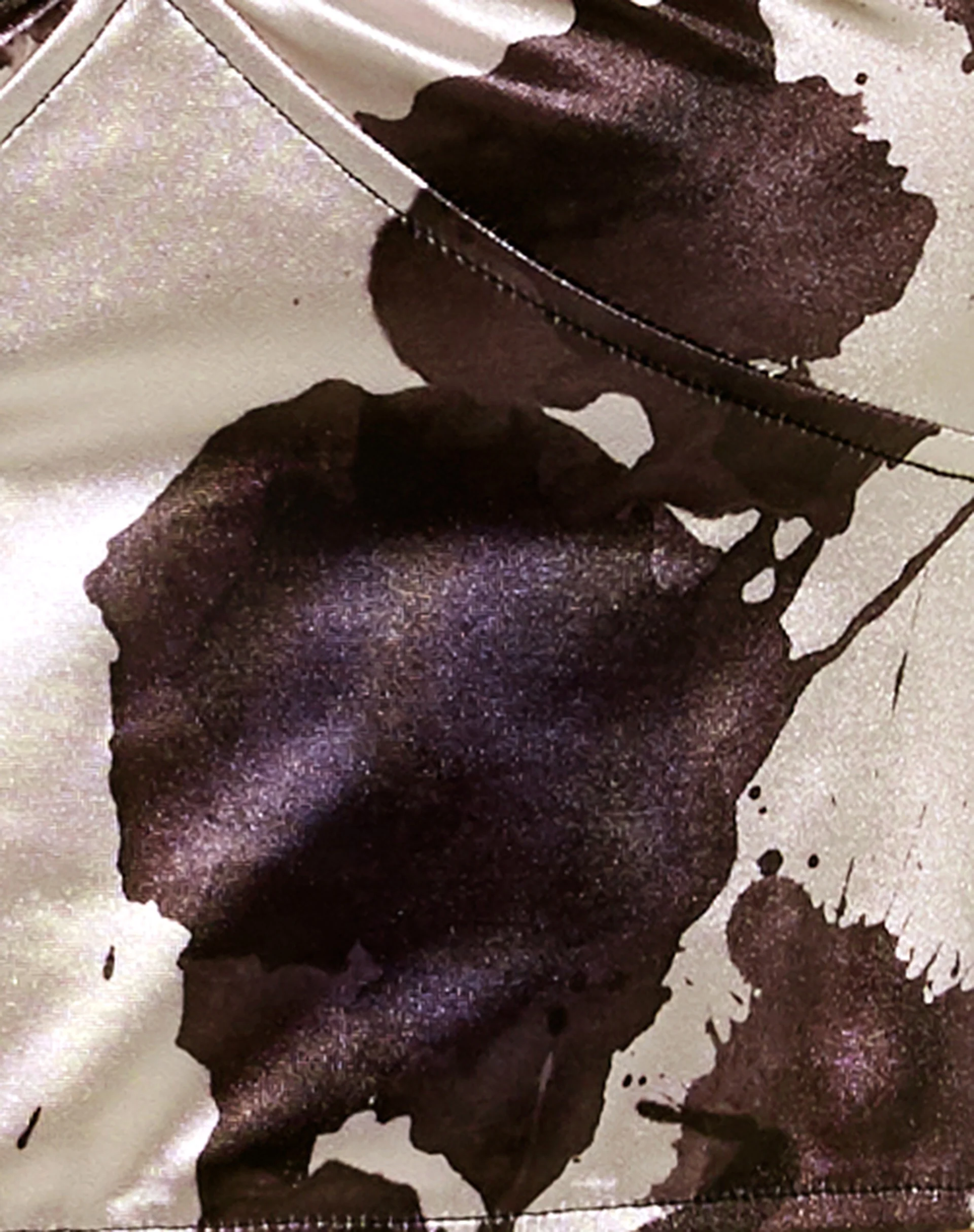 Haltri Crop Top in Satin Ink Stain Black Ivory - Image 6