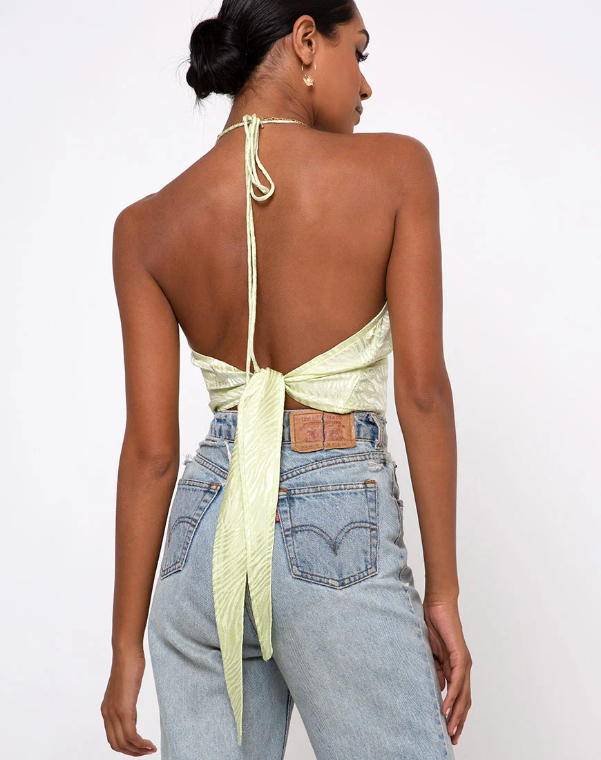 Haltri Crop Top Satin Zebra Pistachio - Image 3