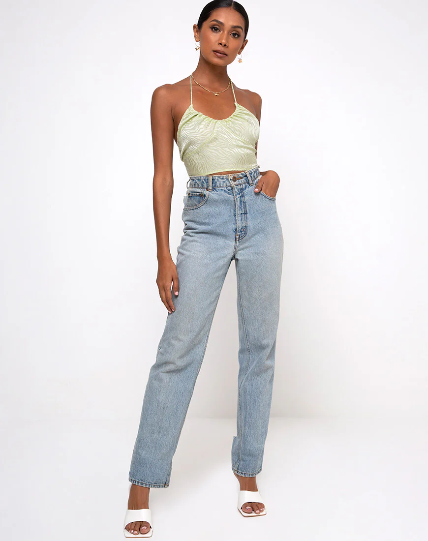 Haltri Crop Top Satin Zebra Pistachio - Image 4