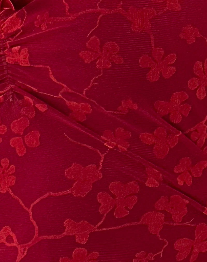 Halusi Cami Top in Grunge Floral Flock Red - Image 6