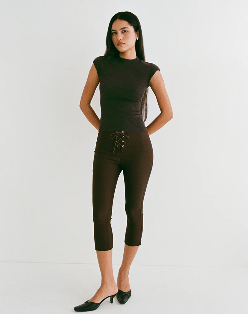 Hanuva Top in Knit Chocolate Brown - Image 2
