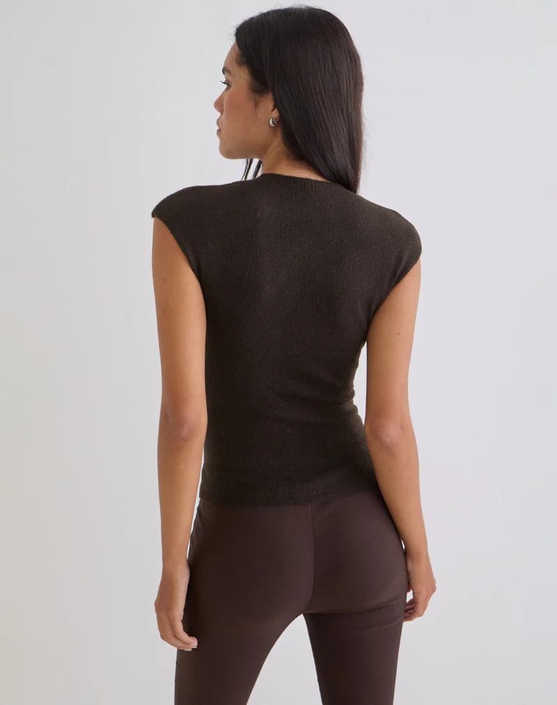 Hanuva Top in Knit Chocolate Brown - Image 3