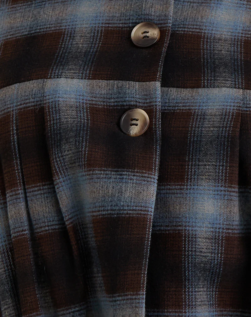 Harana Collar Jacket in Blue and Brown Check - Image 7