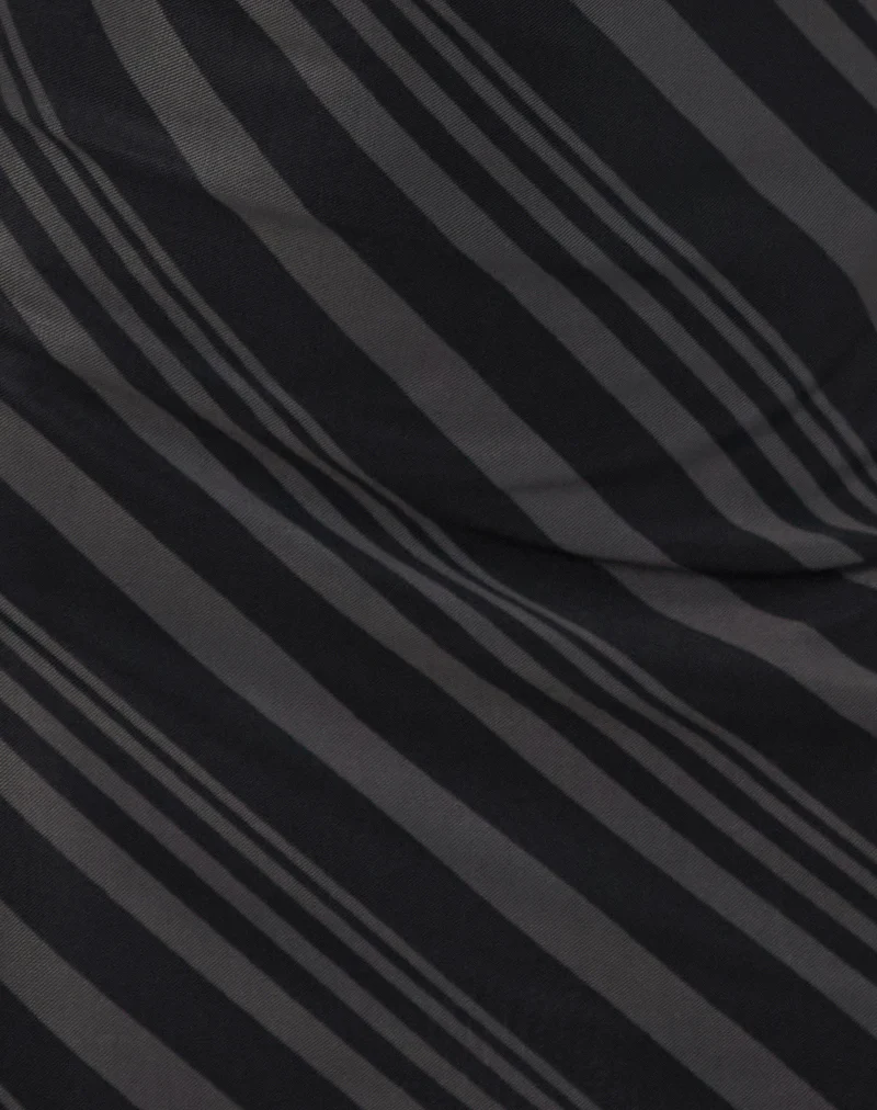 Hari Mini Dress in Irregular Stripe Grey Black - Image 6