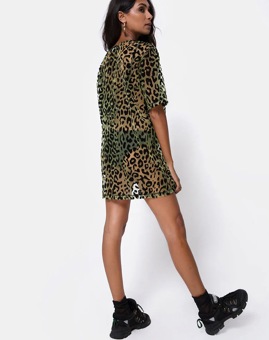 Harlow Dress in Lime Animal Flock - Image 6