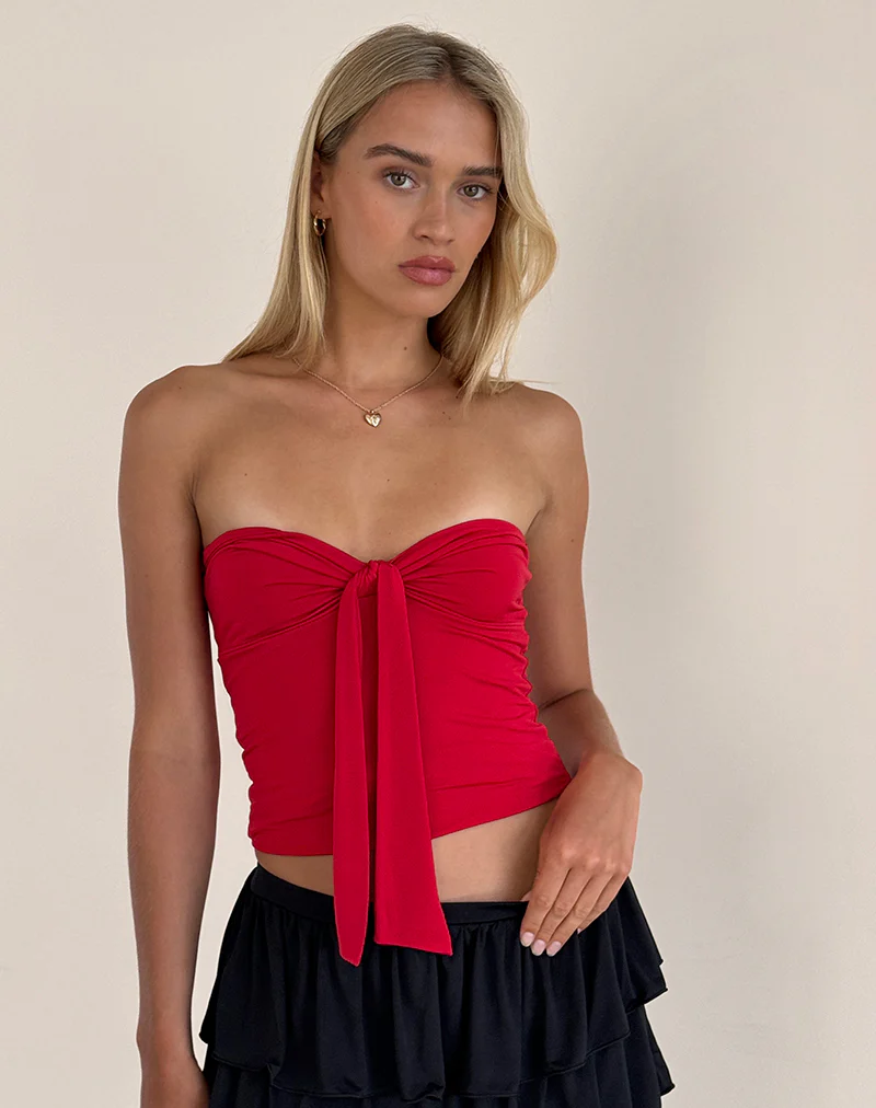 Harlyn Bandeau Top in Slinky Red - Image 2
