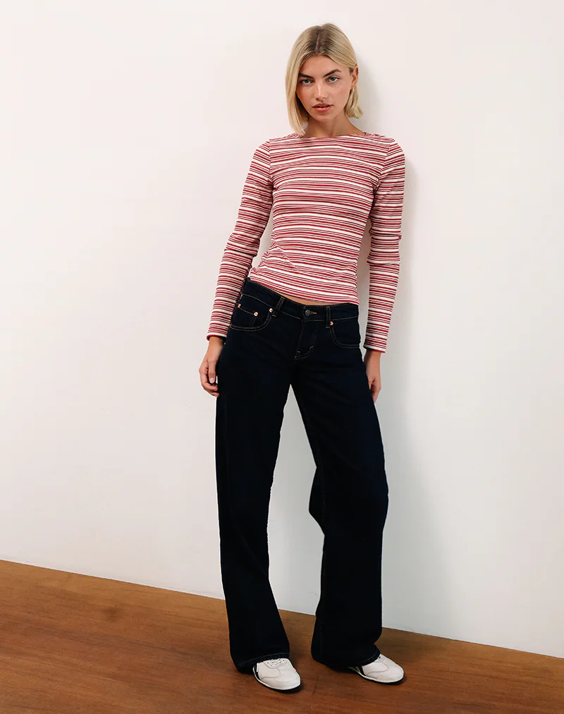 Haruka Top in Stripe Red and White - Image 4