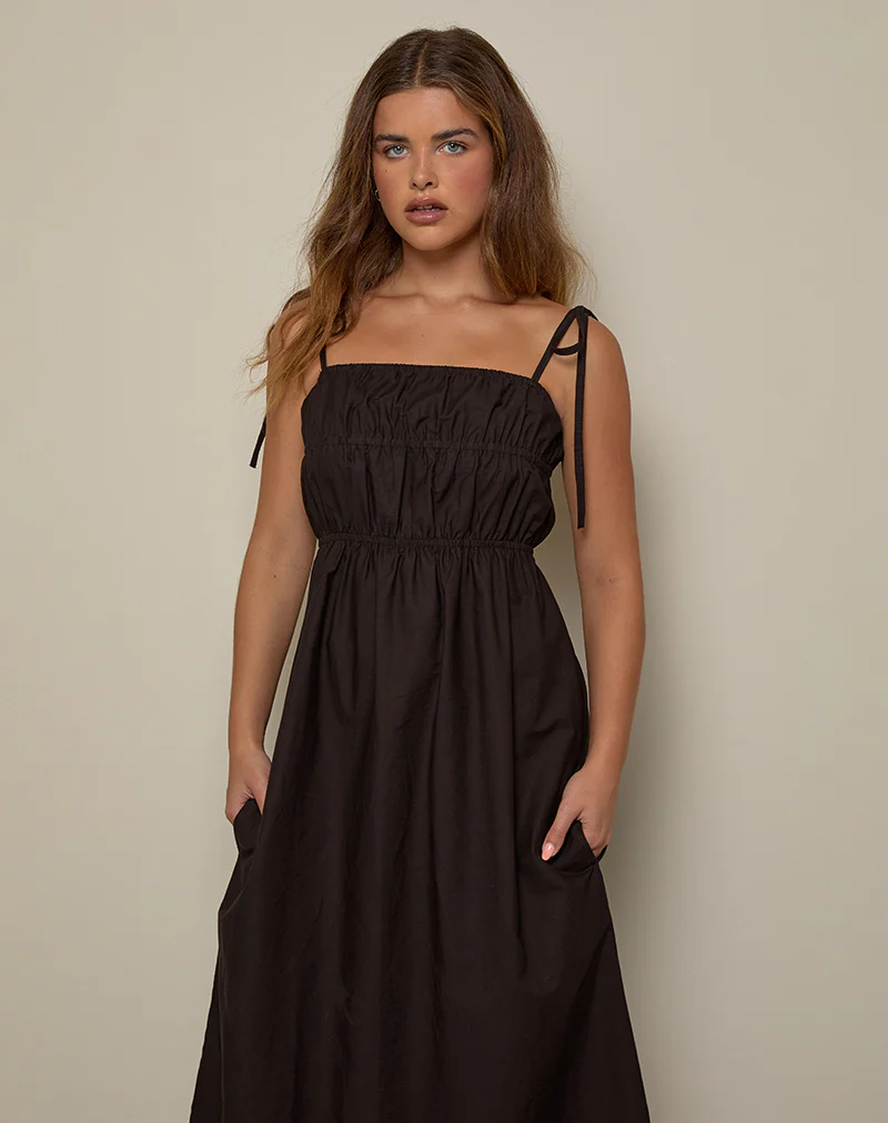 Haruko Midi Dress in Bitter Chocolate - Image 2