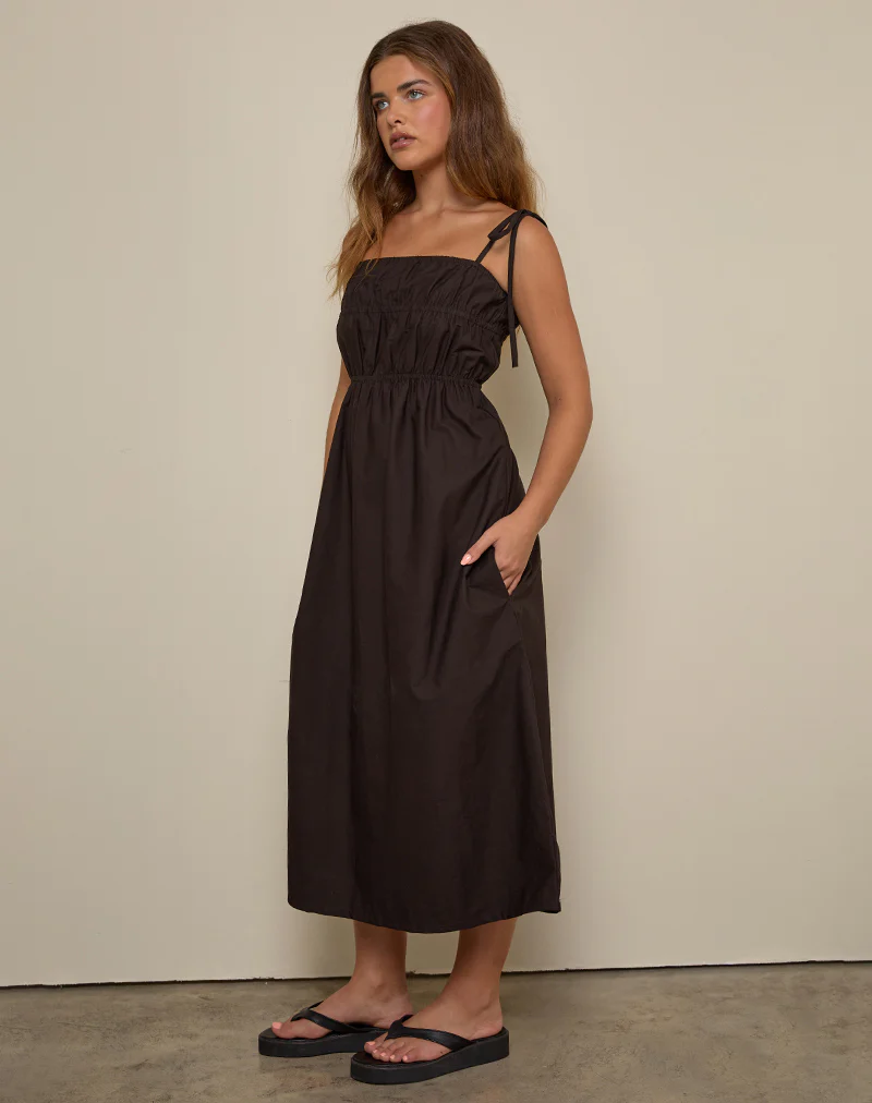 Haruko Midi Dress in Bitter Chocolate - Image 3