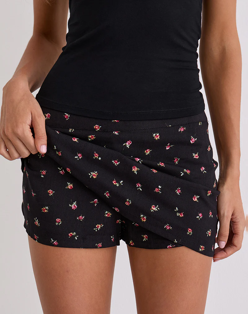 Haruto Skort in Ditsy Rose Garden Black - Image 4