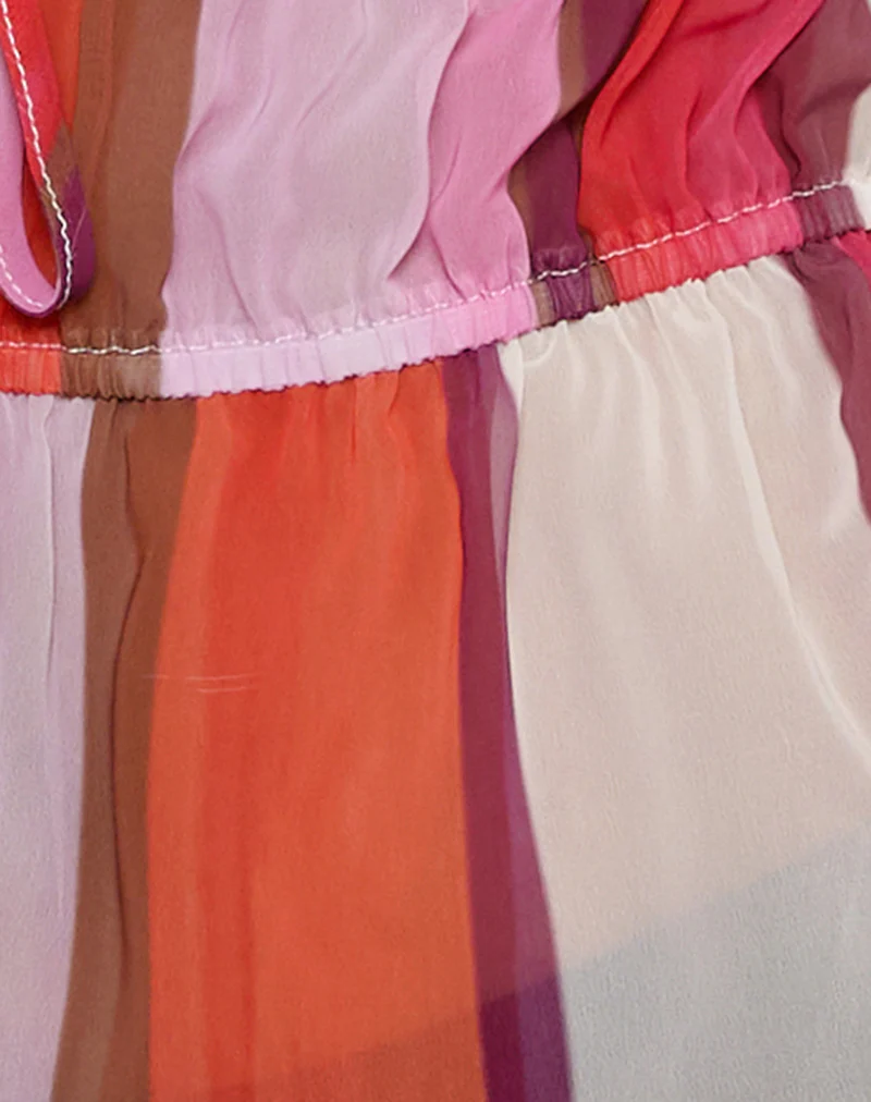 Hassna Halterneck Top in Pink Chiffon Painted Stripe - Image 6