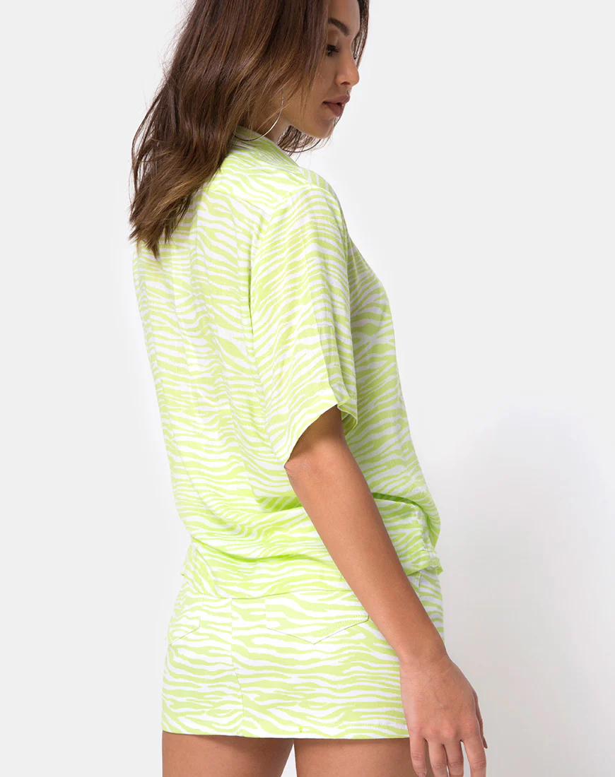 Hawaiian Shirt in Classic Zebra Lime - Image 2