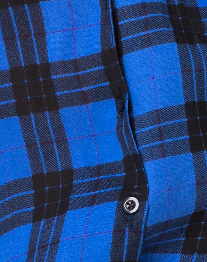 Hawaiian Oversized Shirt in Tartan Blue - Image 5