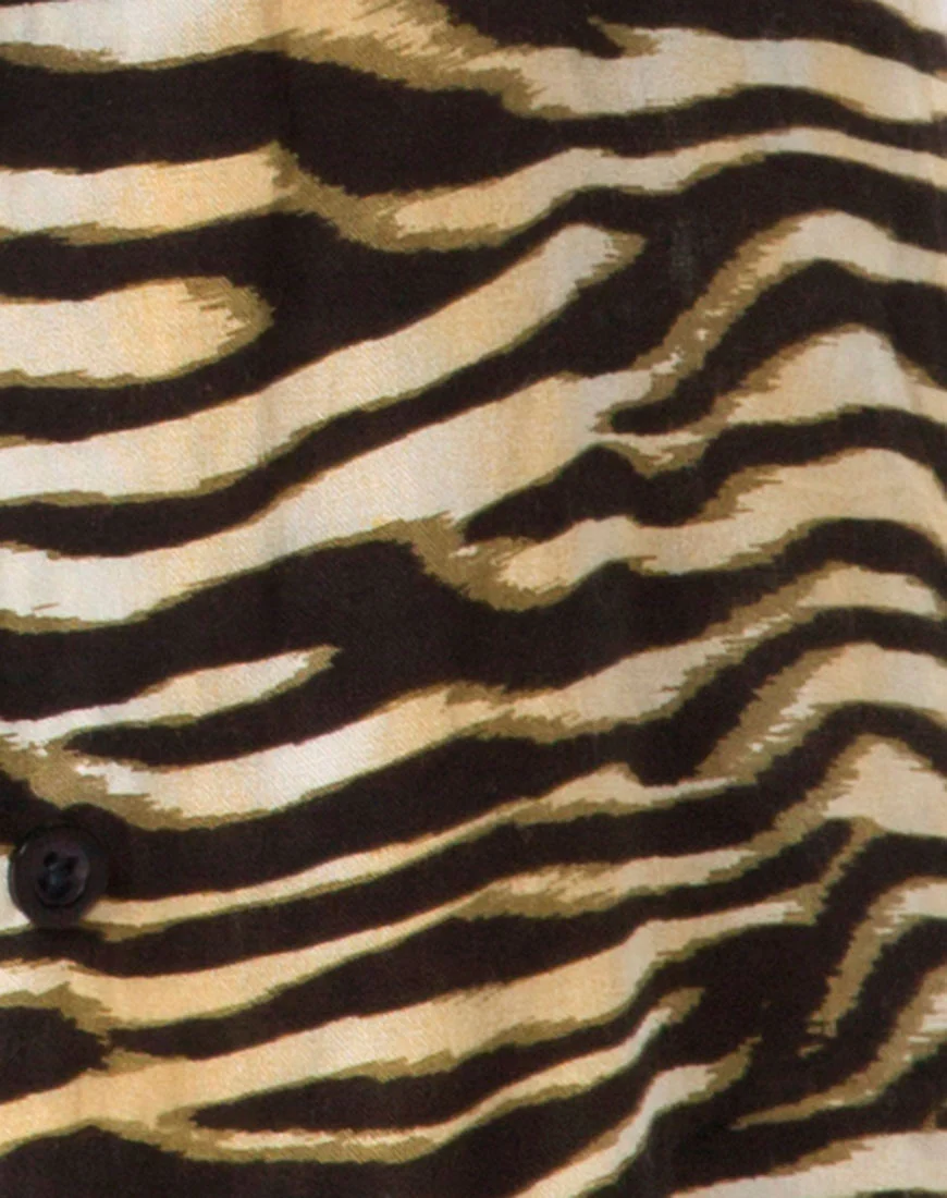 Hawaiian Shirt in Zip's Zebra Brown - Image 5