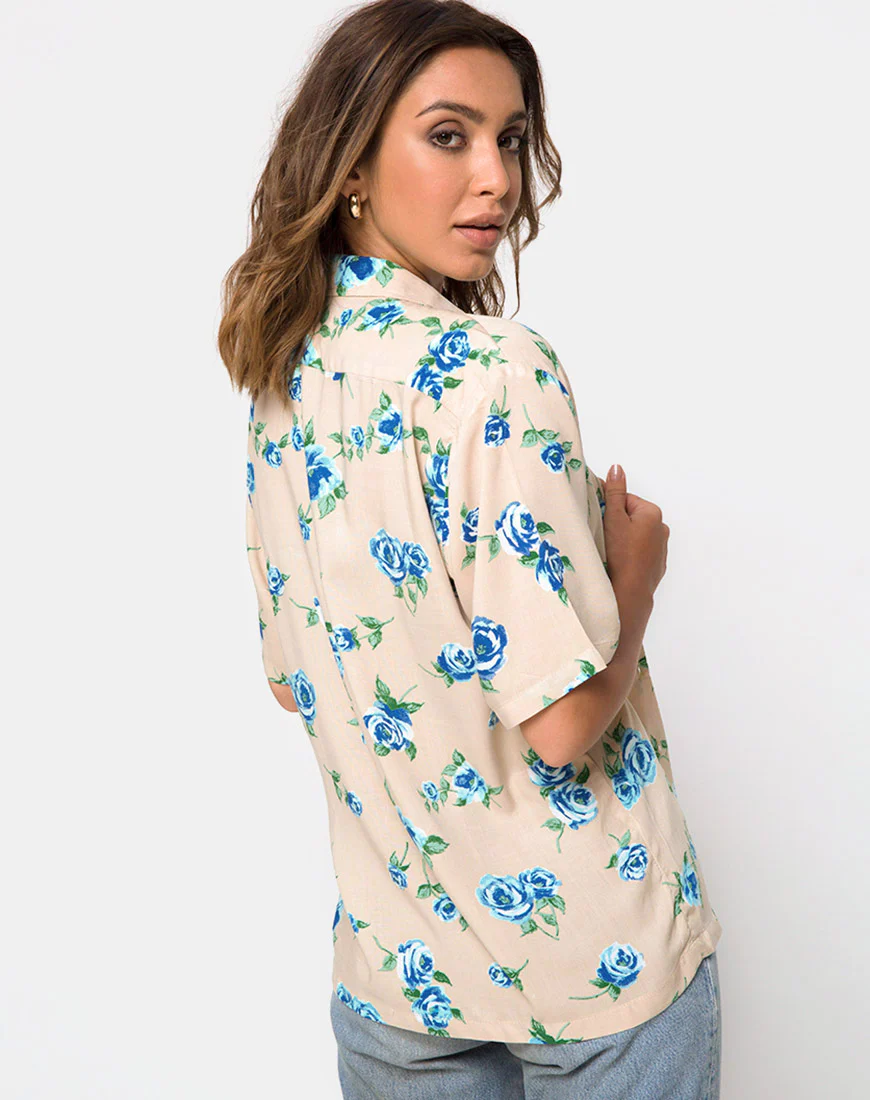 Hawaiian Shirt in Rose Blossom Blue - Image 2