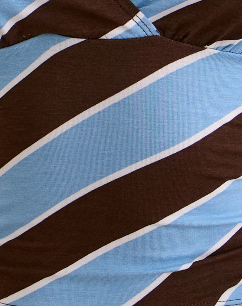 Haya Plunge Top in Retro Stripe Blue - Image 6