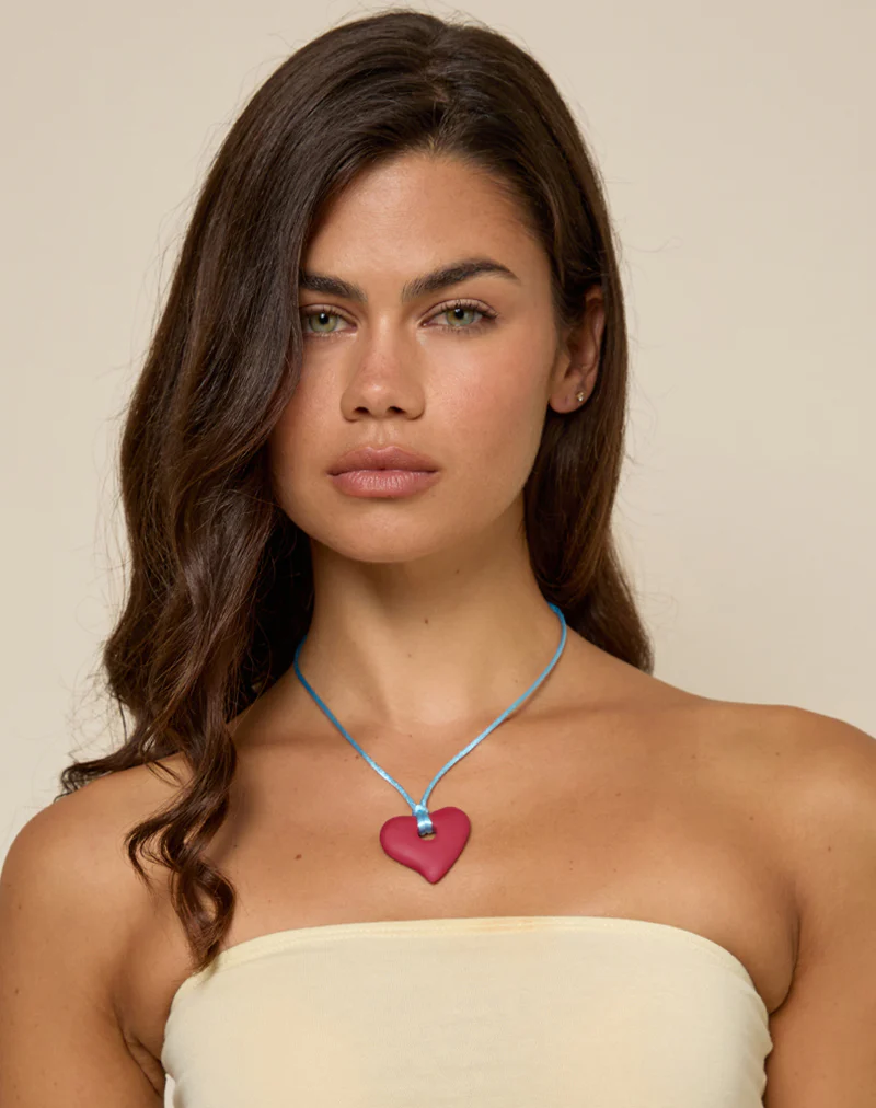 Heart Necklace in Resin Red - Image 4