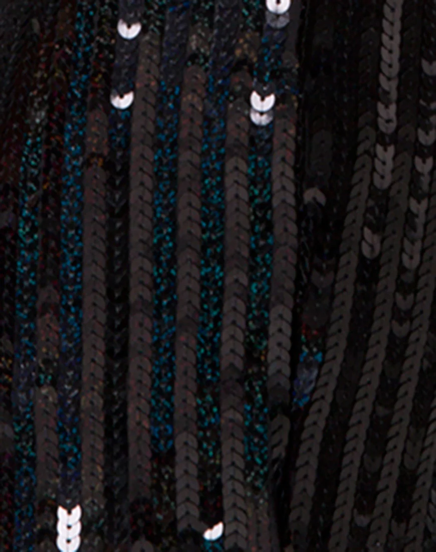Hedi Dress in Fishcale Sequin Black Iridescent - Image 5