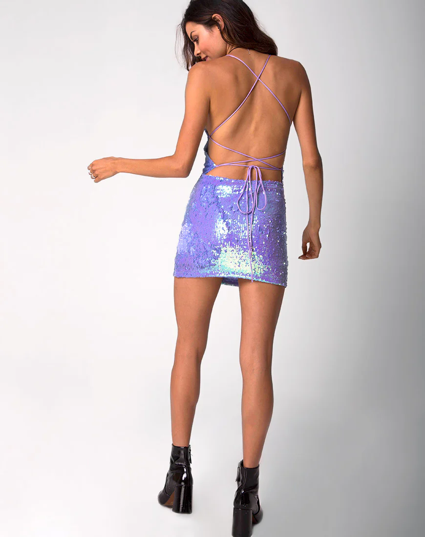 Hedi Dress in Mermaid Fishcale Sequin - Image 4