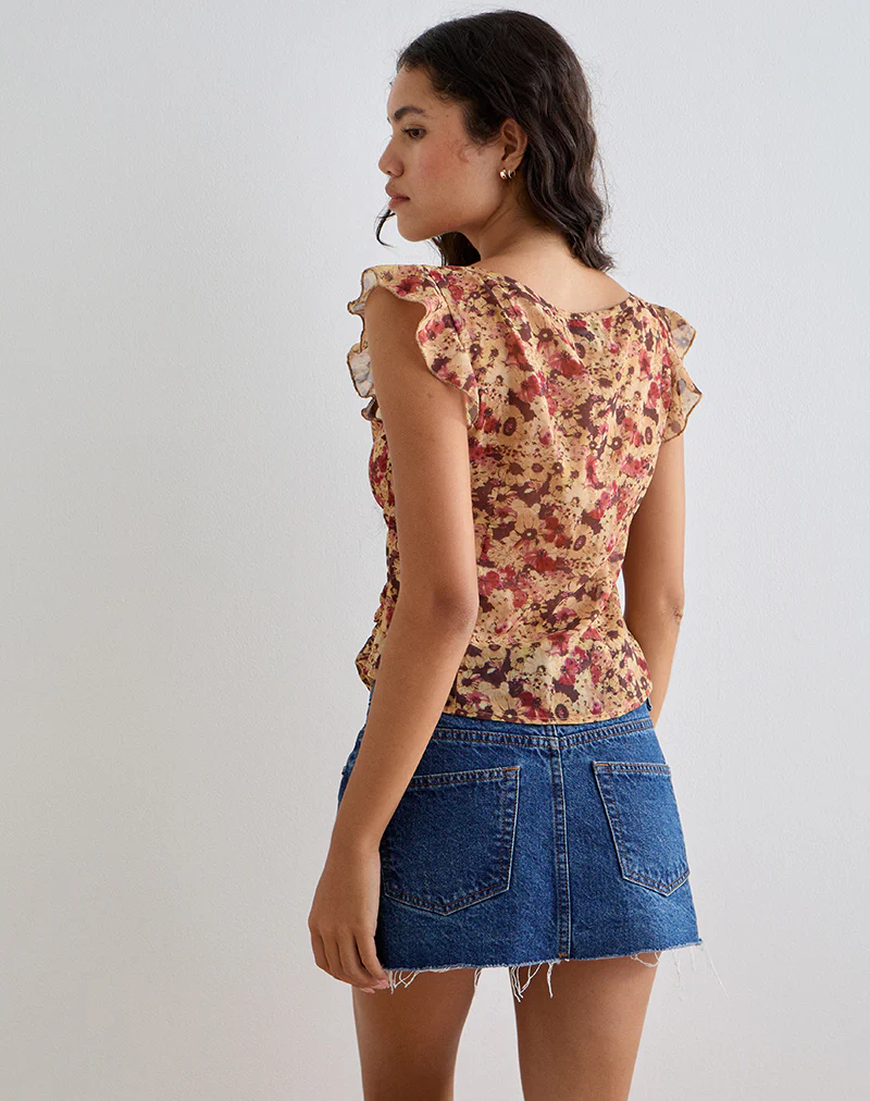 Heidi Wrap Top in Chiffon Rusty Flower - Image 5