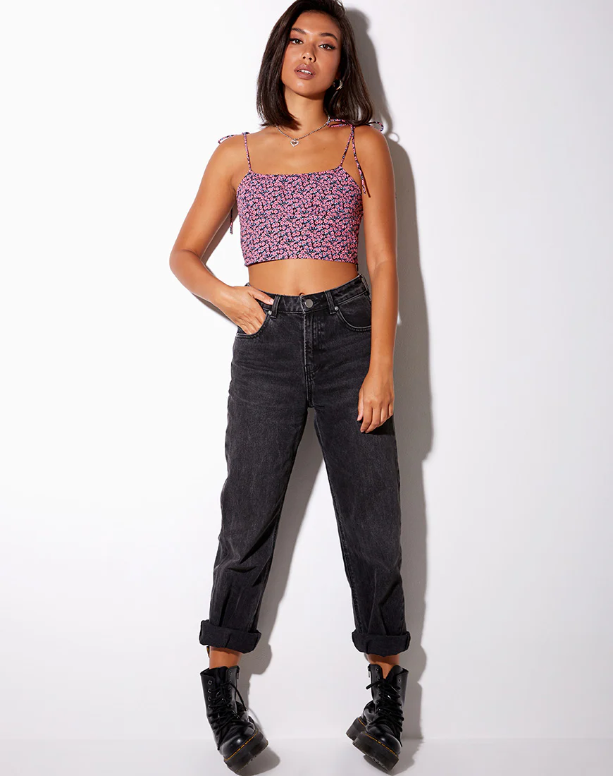 Hemary Crop Top in Floral Fun Pink - Image 3