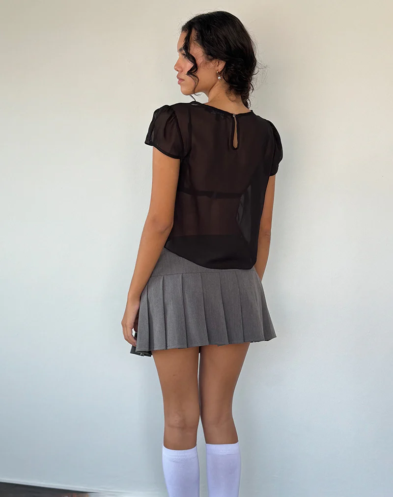 Henrietta Frill Blouse in Black Chiffon - Image 5