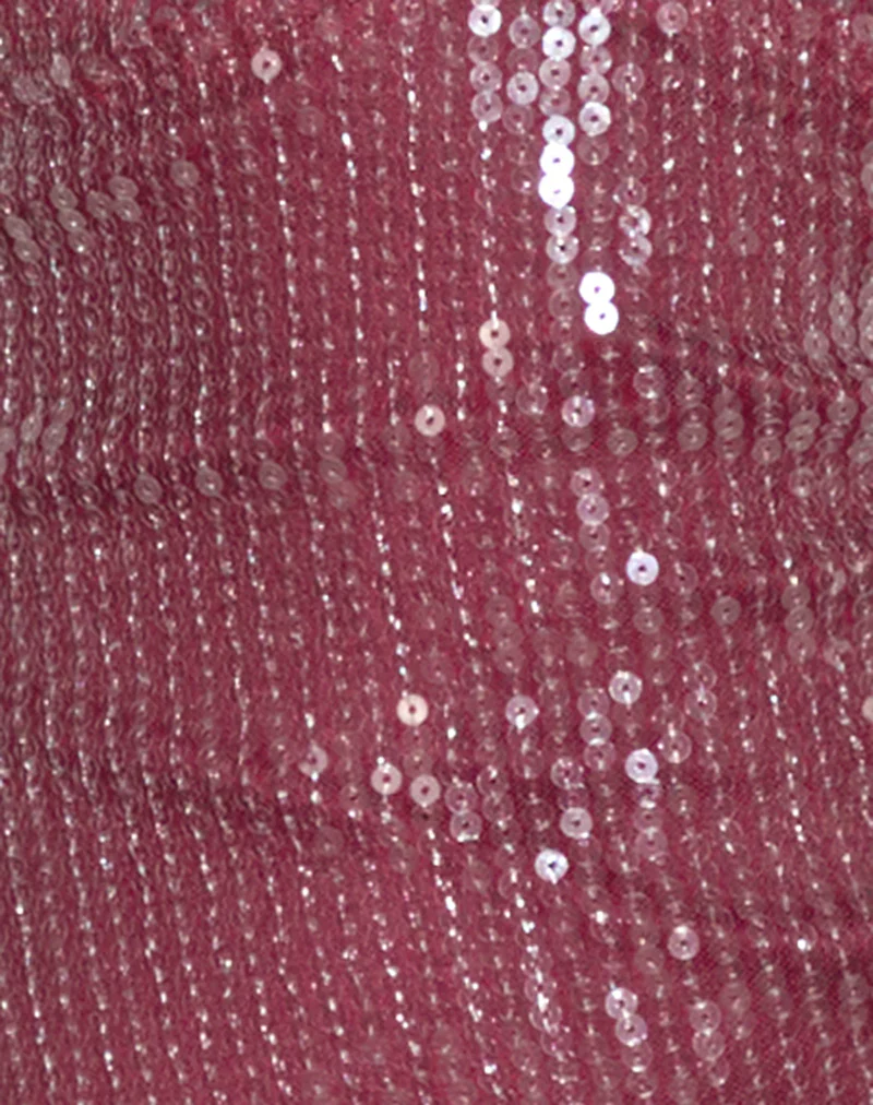 Hepasi Halter Mini Dress in Clear Sequin Maroon - Image 6