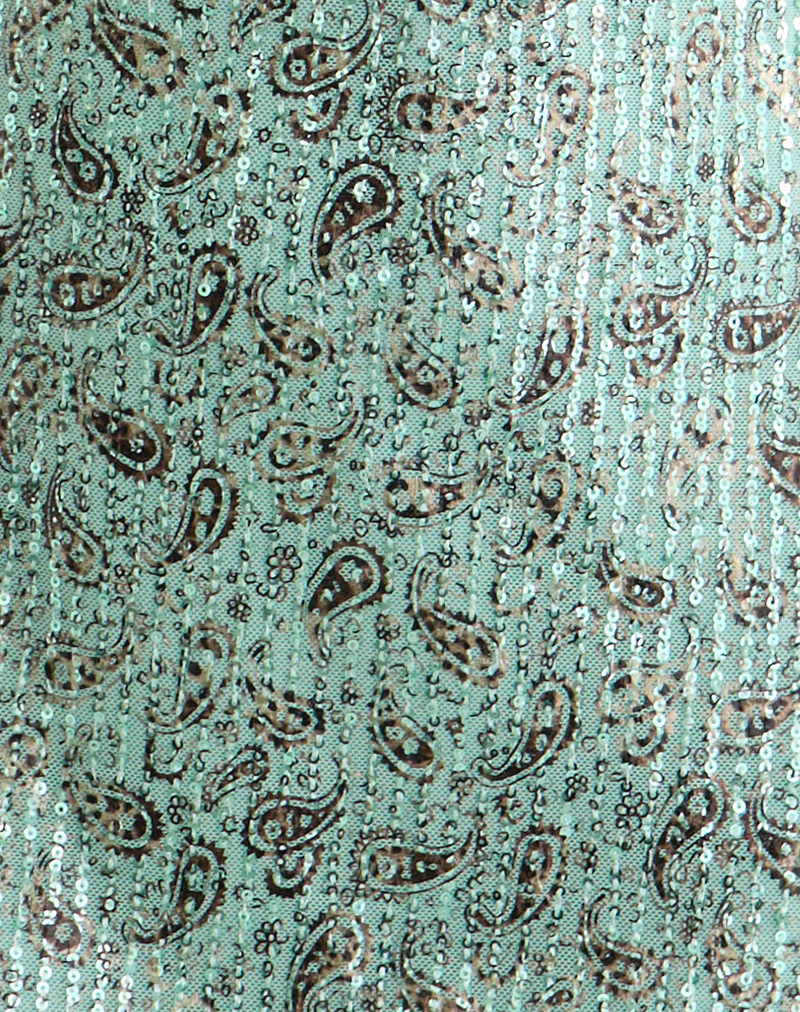 Hepasi Halter Mini Dress in Paisley Sequin Teal - Image 5