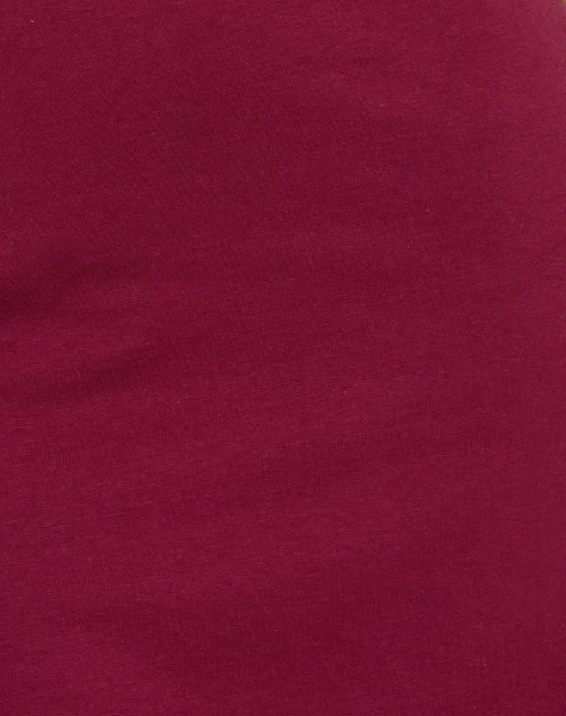 Hepzhi Mini Dress in Burgundy With Floral Embroidery - Image 7