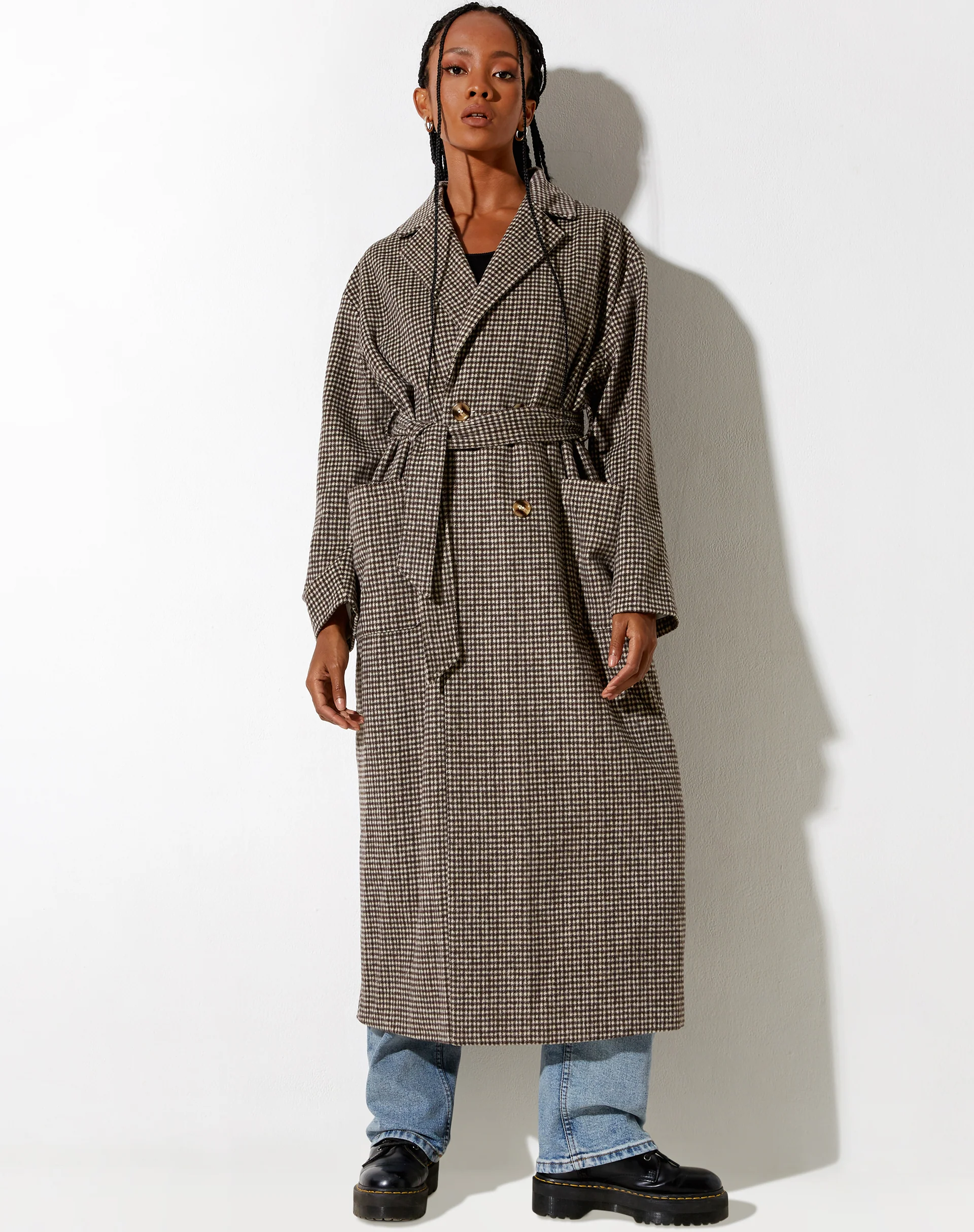 Herdina Coat in Houndstooth Brown - Image 2