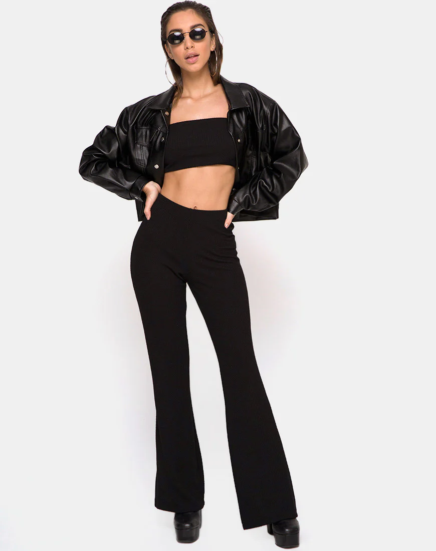 Herlom Flare Trousers in Black - Image 2