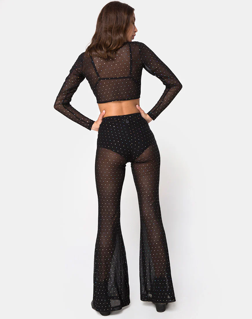 Herlom Flare Trouser in Net Crystal Black  X Princess Polly - Image 4