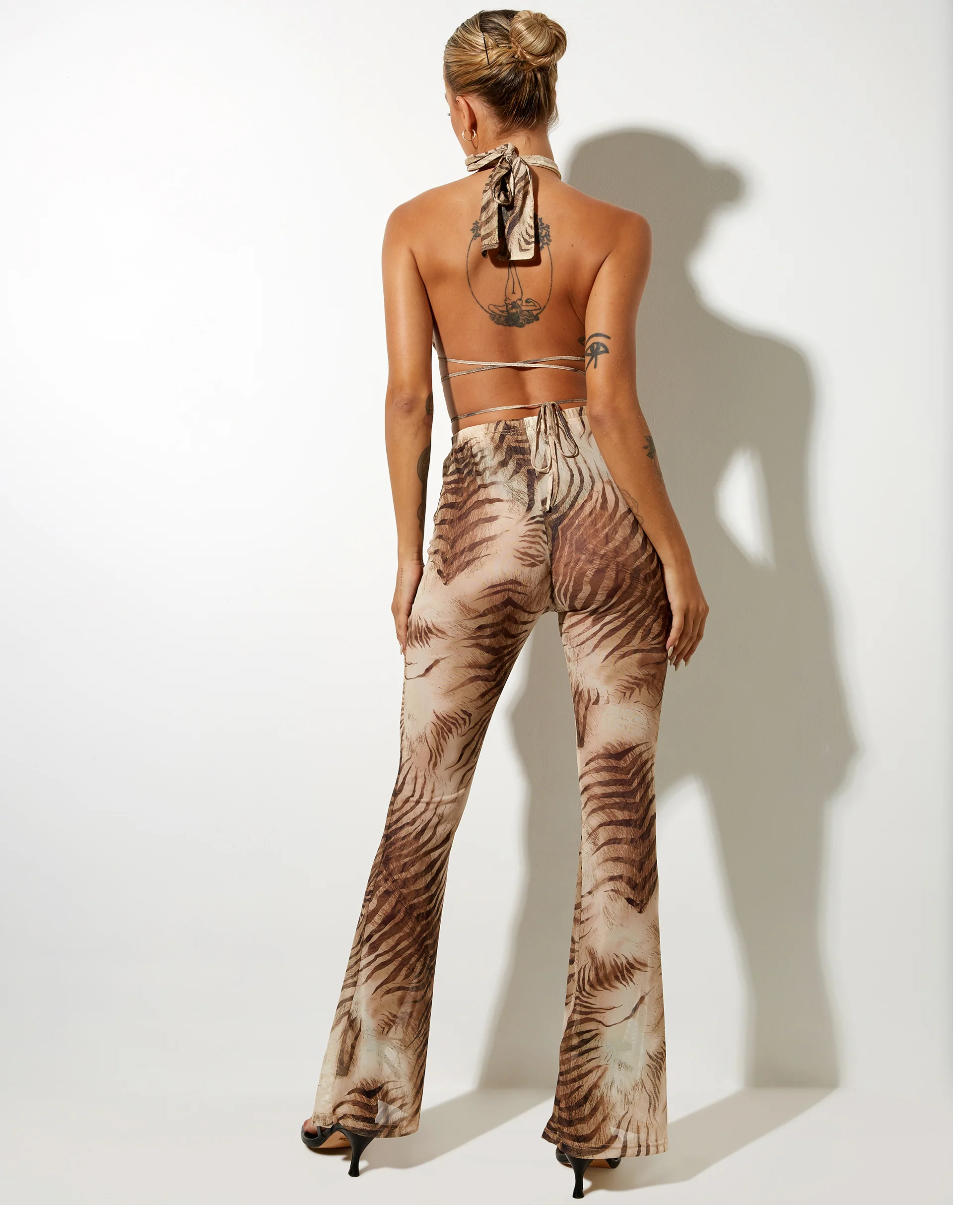 Herlom Flare Trouser in Tiger Brown - Image 2