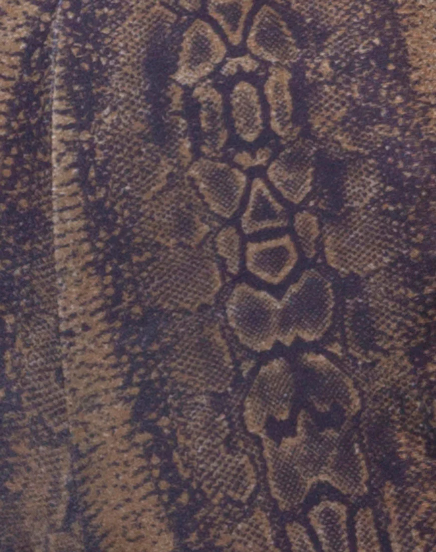Herlom Flare Trouser in Velvet Brown Snake - Image 6