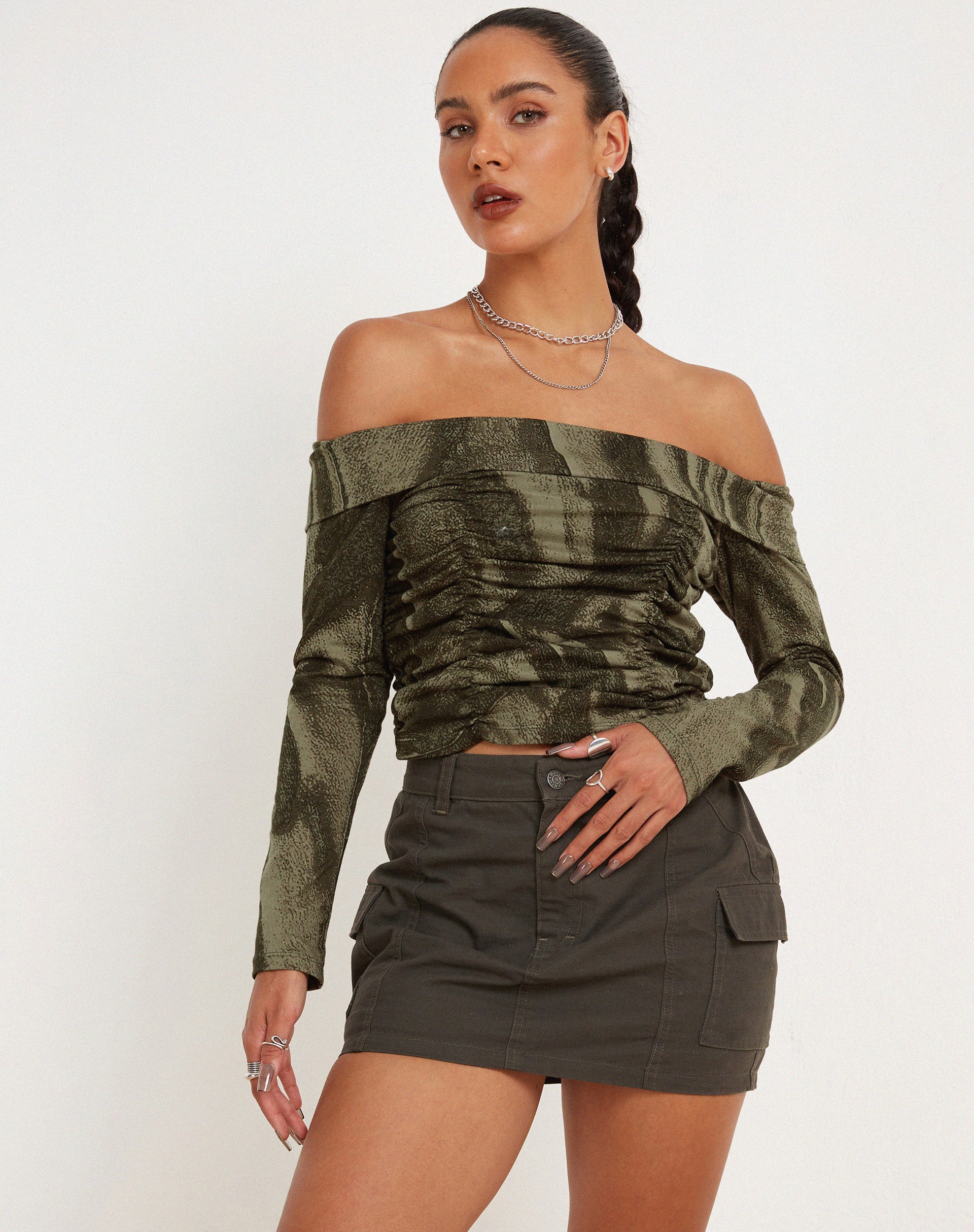 Hestina Top in Dystopian Crease Khaki - Image 5