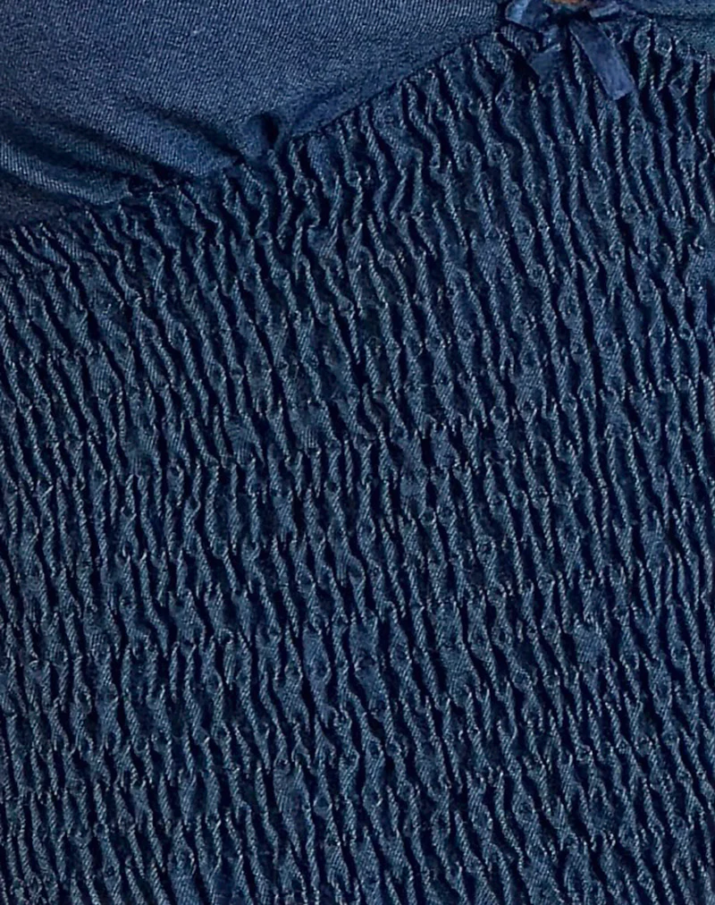 Hevalis Shirred Top in Indigo Denim Chambray - Image 5