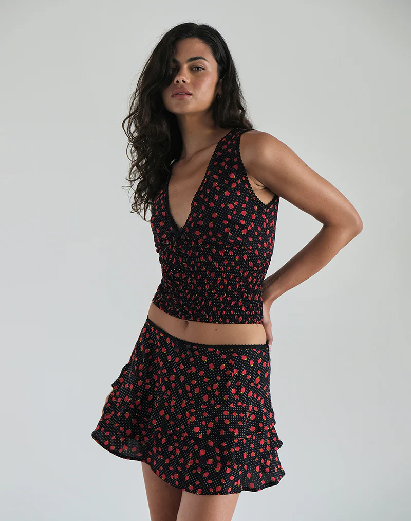 Hevalis Top in Strawberry Polka Black - Image 5