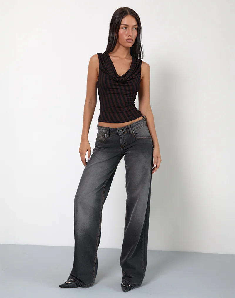 Hikari Top in Diagonal Stripe Maroon - Image 6