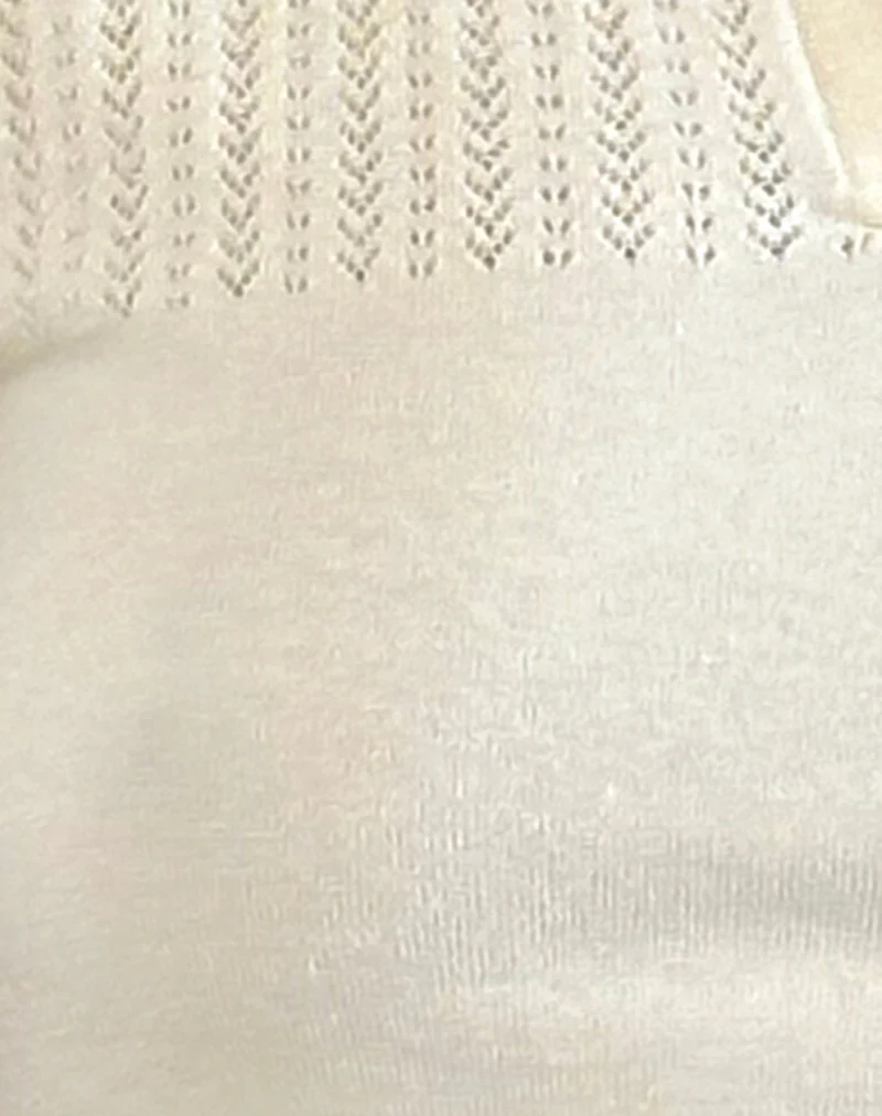 Hilda Collared Top in Ivory Knit - Image 6