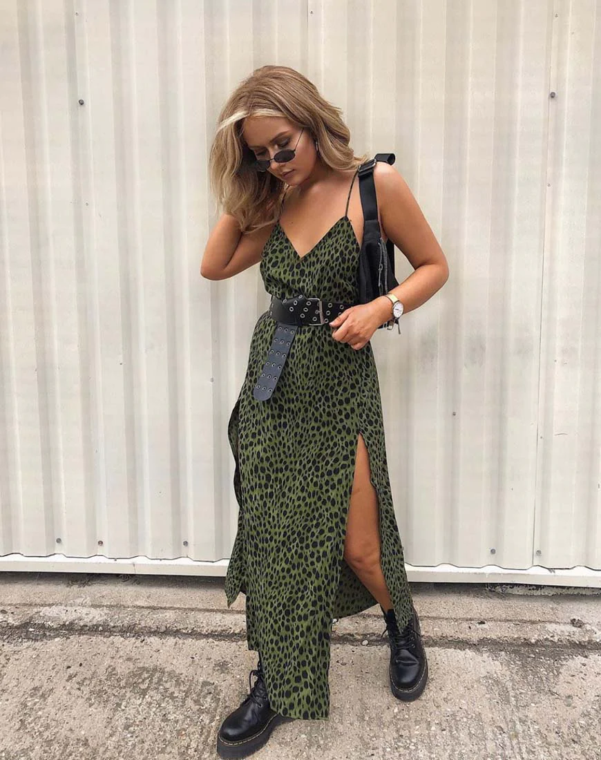 Hime Maxi Dress in Cheetah Khaki - Image 2