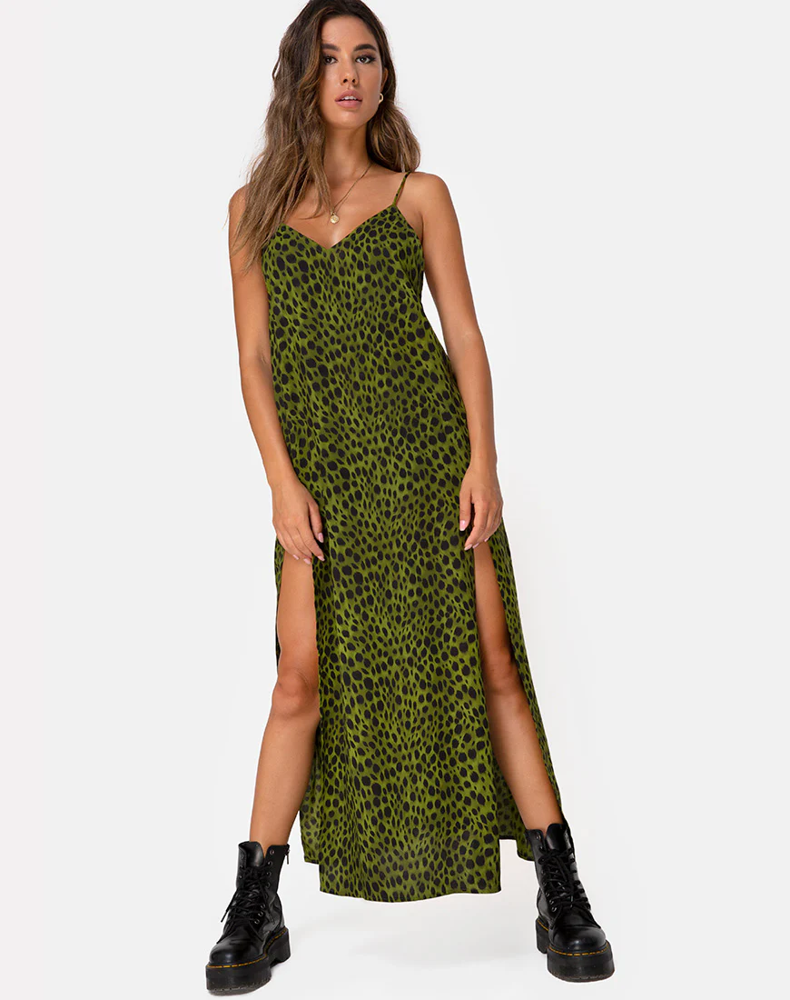 Hime Maxi Dress in Cheetah Khaki - Image 5