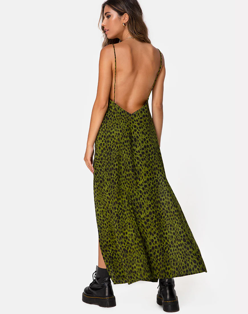 Hime Maxi Dress in Cheetah Khaki - Image 6