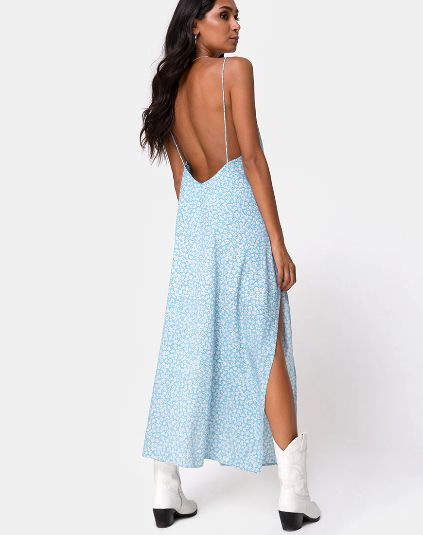 Hime Dress in Ditsy Rose Blue - Image 4
