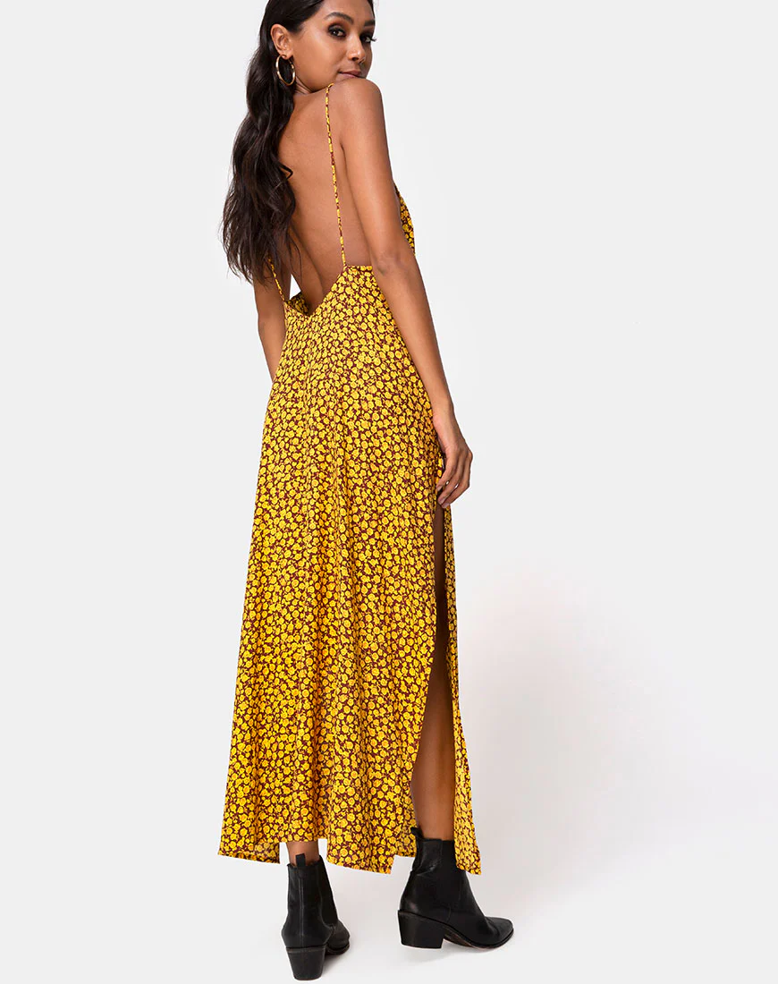 Hime Maxi Dress in Ditsy Rose Marigold - Image 4