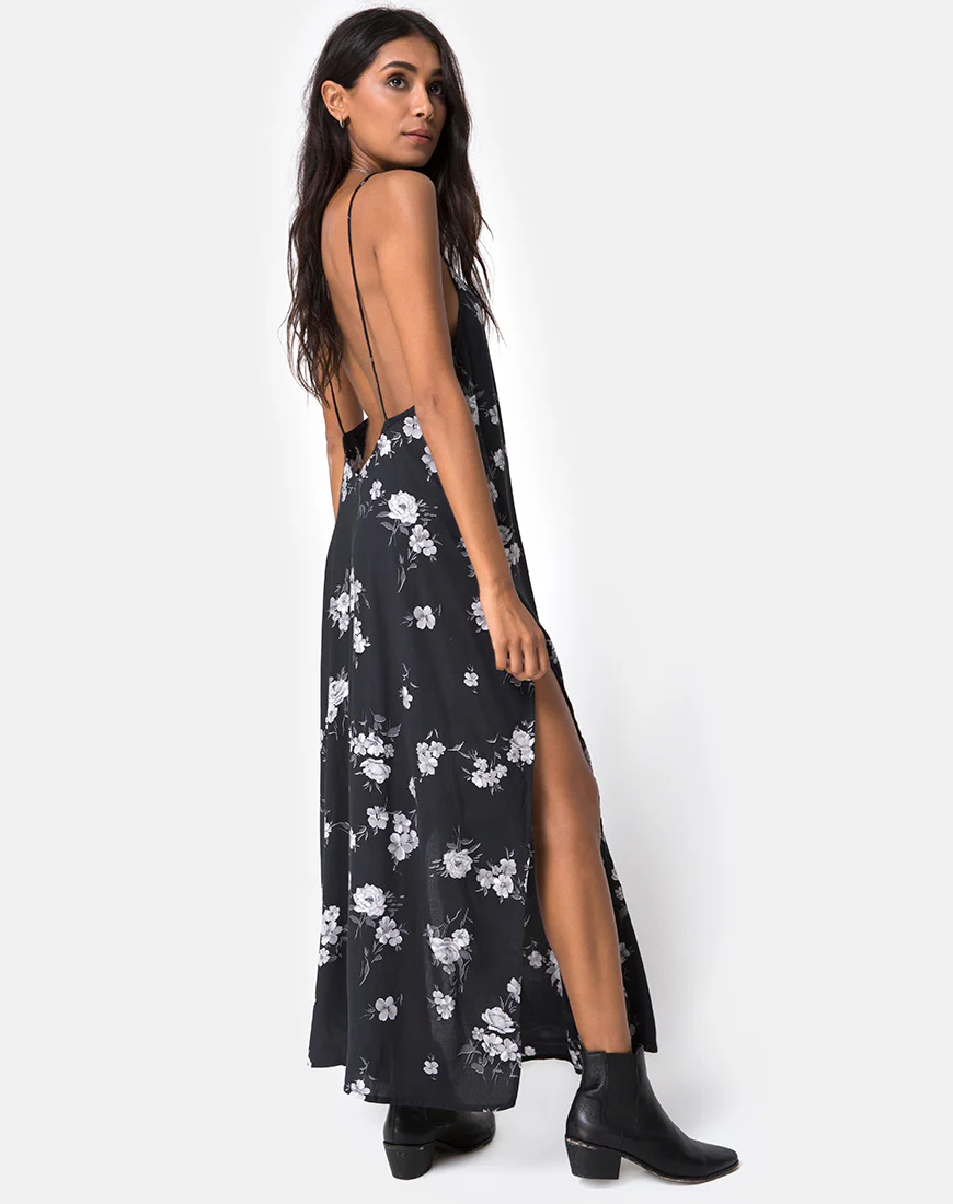 Hime Maxi Dress in Mono Flower Black - Image 5