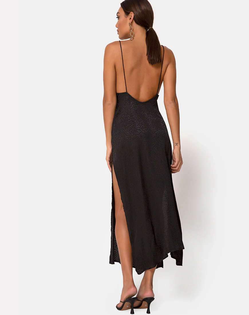 Hime Dress in Satin Cheetah Black - Image 2