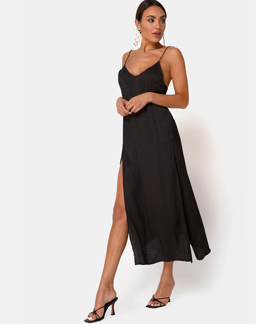 Hime Dress in Satin Cheetah Black - Image 3