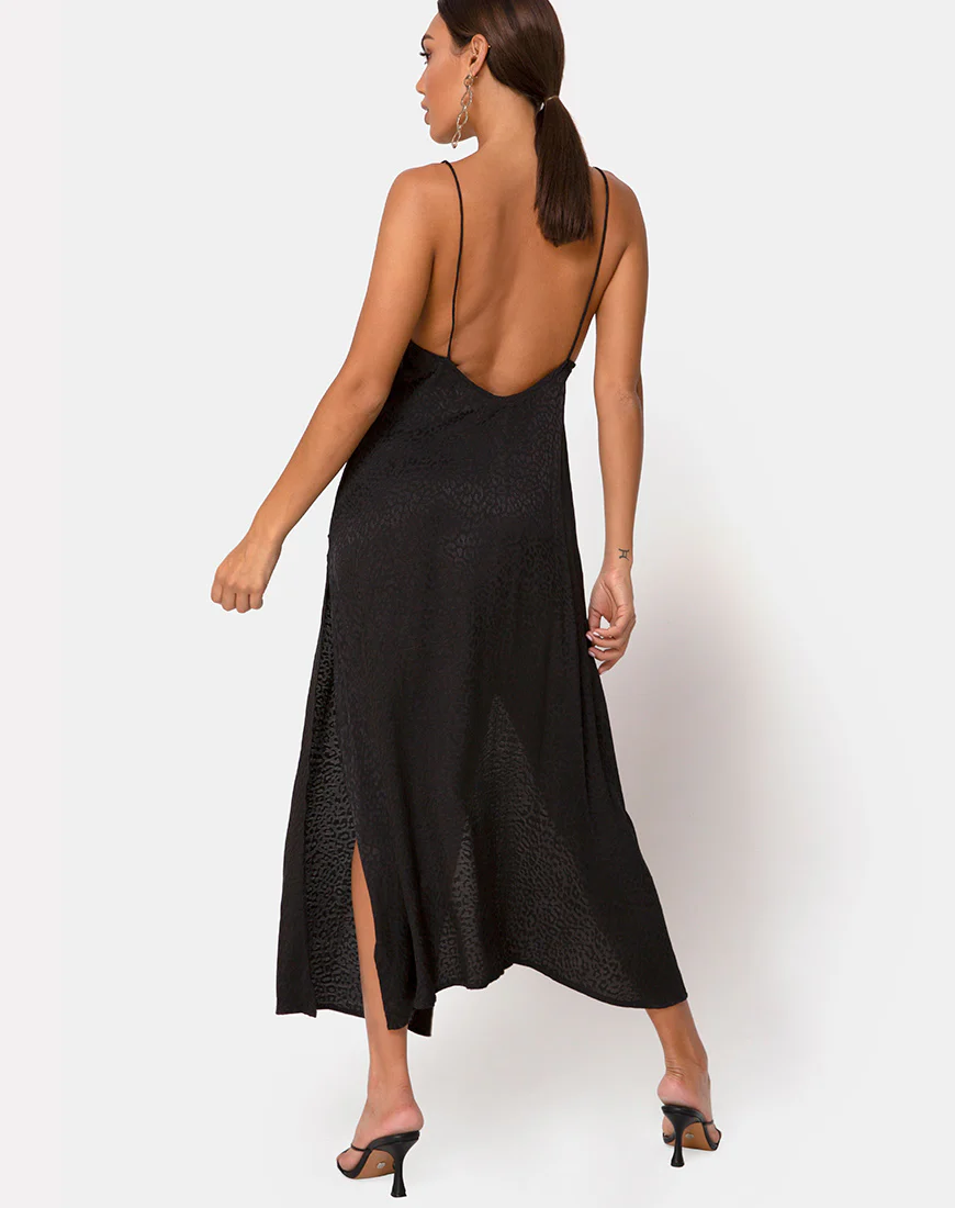 Hime Dress in Satin Cheetah Black - Image 4